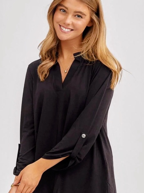 Dear Scarlett Tops - Dear Scarlett solid black Lizzy.